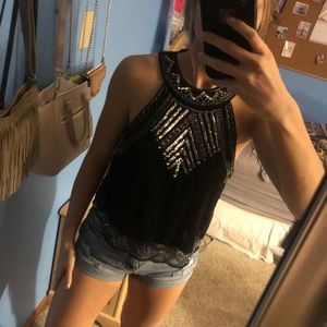 Forever 21 black sequin detail top